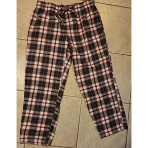 CYZ Sleepwear Pants, Size M, Cotton Flannel, Red/Green Plaid, Elastic Waist